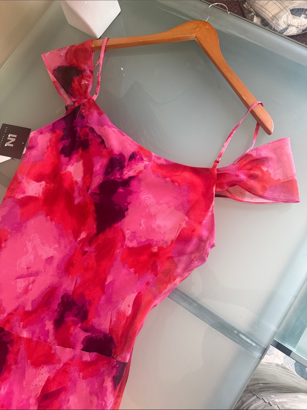 IN SAN Francisco Watercolor Slip Dress Size XL Romantic Wedding Guest Dress - Picture 6 of 7